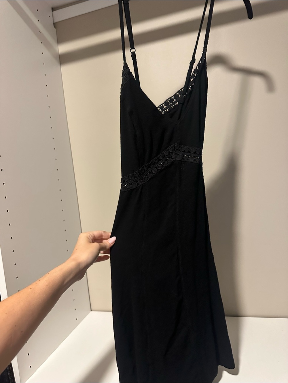 Free People Black Strapless Slip Dress with Lace Trim